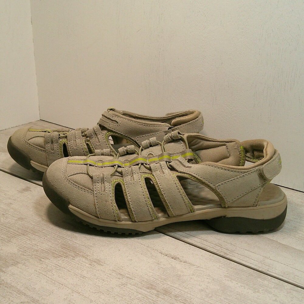 Clarks Gray Privo Leather Vapor Mist Leather Fisherman Sandals Women's Size 9.5 - Picture 2 of 7